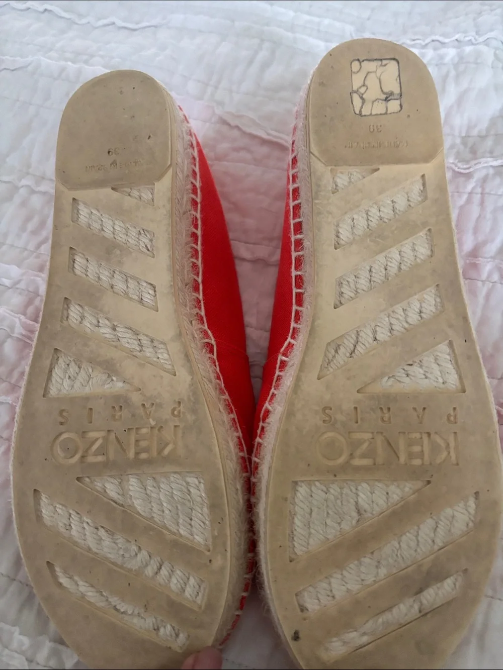 Kenzo Coral Red Tiger Embroidered Slip-On Espadrilles